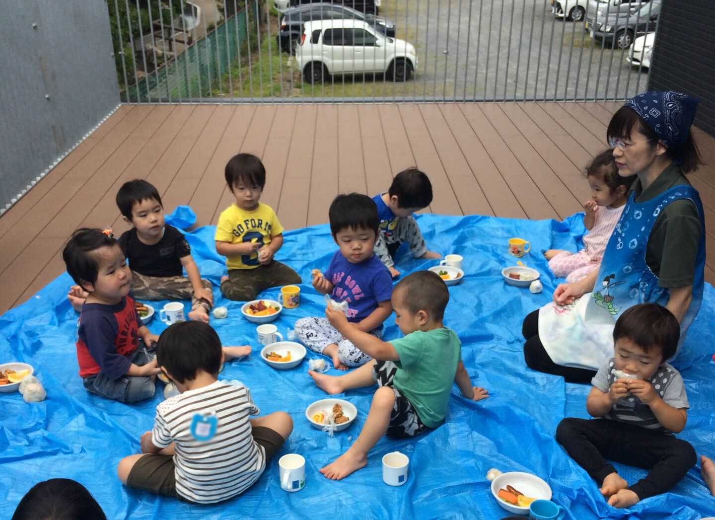 馬場どろんこ保育園の2階テラス