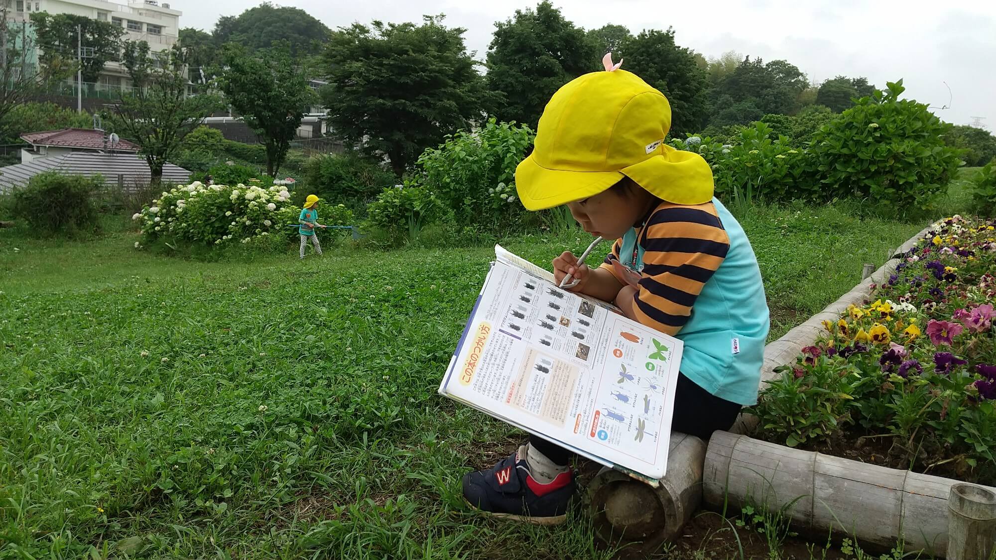 図鑑を調べる子ども