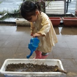 水やりする子ども