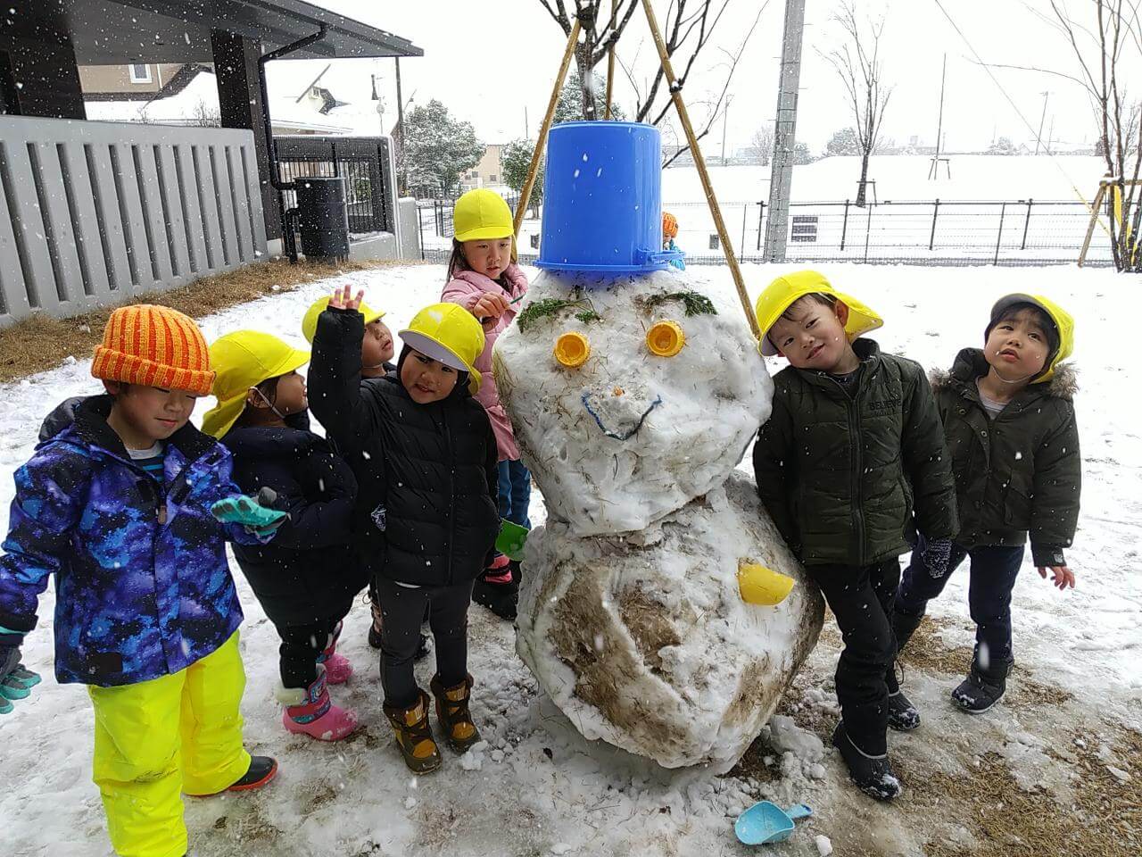 完成した雪だるま