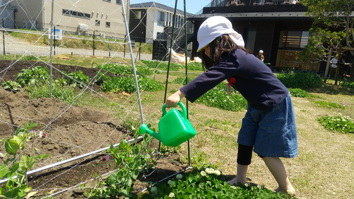 水やりする子ども