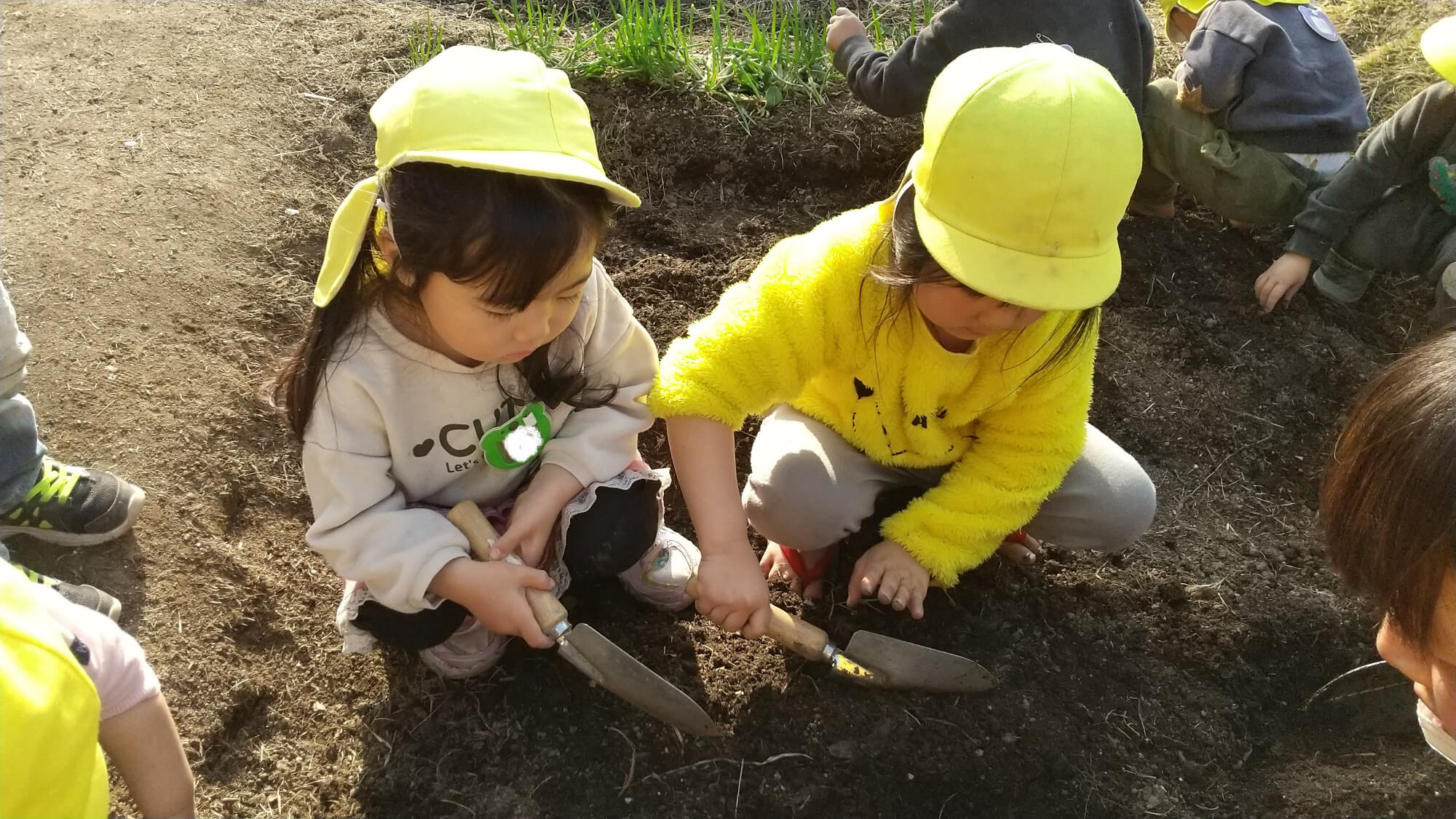 土づくりをする子どもたち